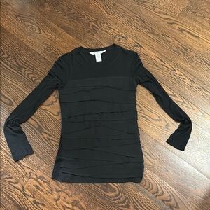 Diane Von Furstenberg Black Layered Long Sleeve Top